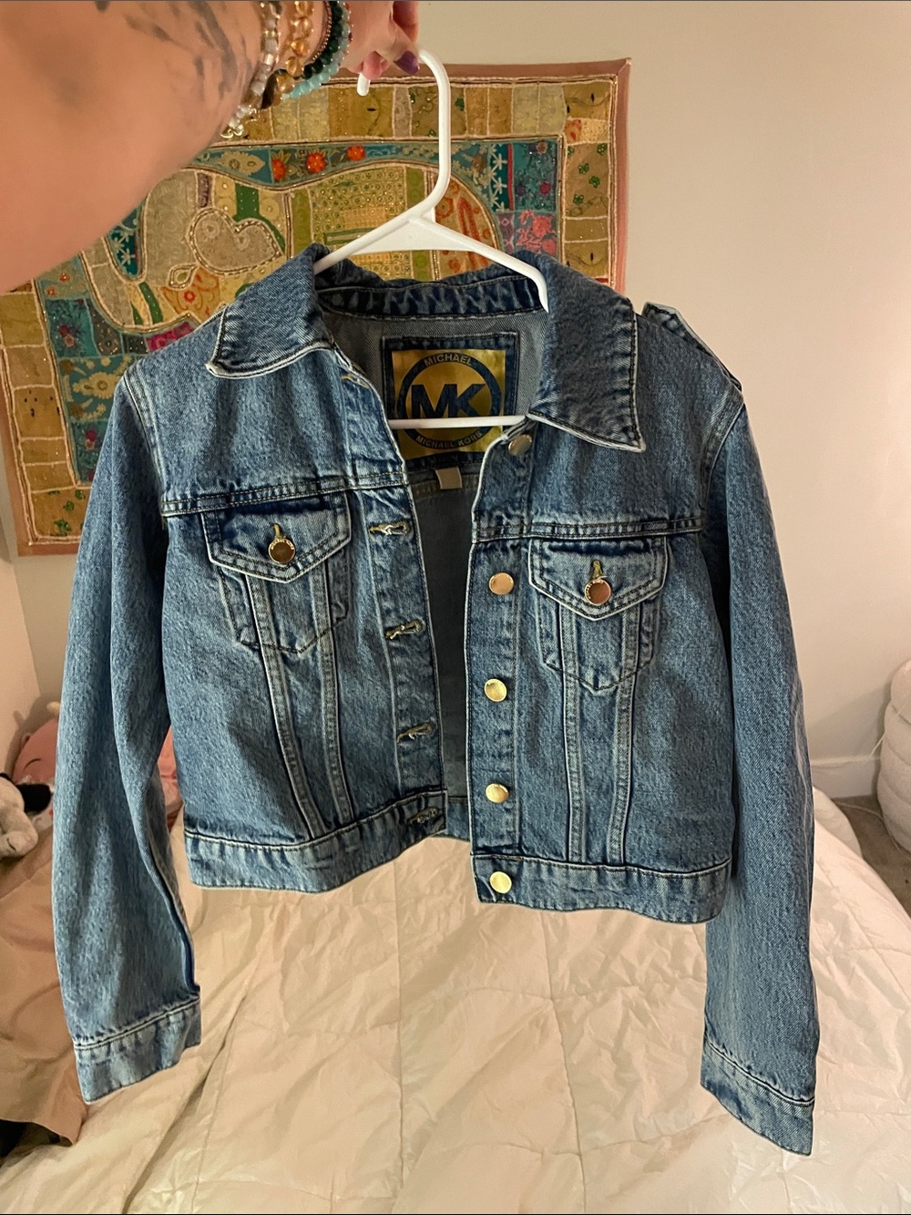 Michael Kors Medium Blue Denim Cropped Jacket